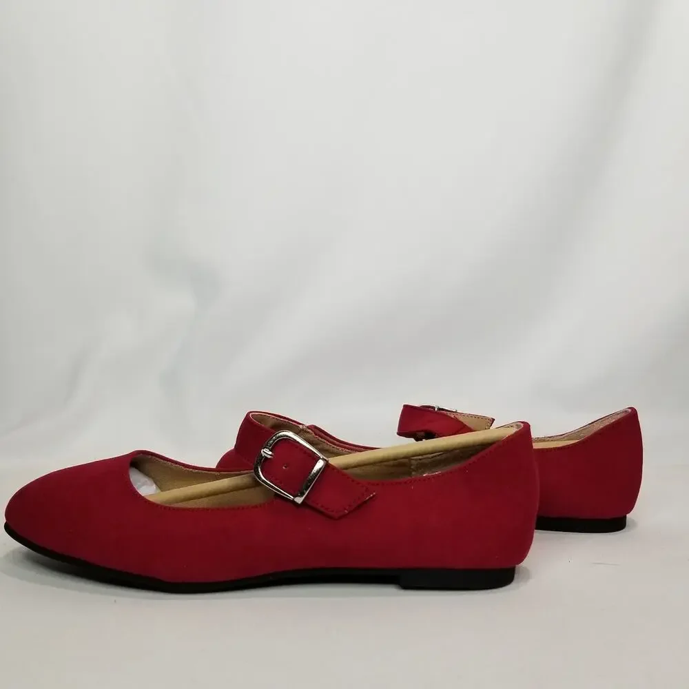 SUN + STONE Youth Girls  Mary Jane Flats Size 5 Red NWT